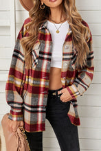 Load image into Gallery viewer, Plaid Pocketed Button Down Shacket