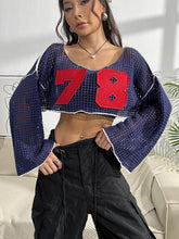 Load image into Gallery viewer, Contrast Patches Long Sleeve Cropped Knit Top