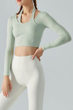 Load image into Gallery viewer, Halter Neck Long Sleeve Cropped Sports Top
