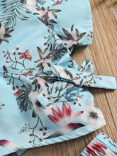 Load image into Gallery viewer, Girls Floral V-Neck Tee and Shorts Set