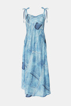 Load image into Gallery viewer, Tie-Shoulder Split Patchwork Denim Dress