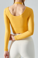 Load image into Gallery viewer, Halter Neck Long Sleeve Cropped Sports Top