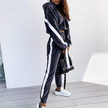 Load image into Gallery viewer, Velvet Women Set Long Sleeve Crop Hoodies And Pants