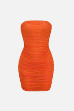 Load image into Gallery viewer, Ruched Strapless Zip-Back Bodycon Dress