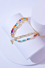 Load image into Gallery viewer, Multicolored Bead Double-Layered Charm Bracelet