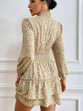 Load image into Gallery viewer, Floral Ruffle Collar Smocked Waist Layered Dress
