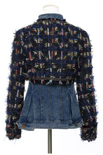Load image into Gallery viewer, GAWQO Fringe Detail Cropped Jacket and Denim Vest Set