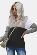 Load image into Gallery viewer, Colorblock Half Zip Drawstring Sweatshirt