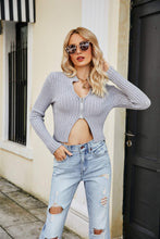 Load image into Gallery viewer, ZIp-Up Rib-Knit Cropped Cardigan