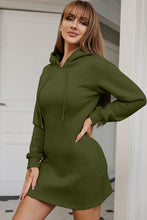 Load image into Gallery viewer, Drawstring Long Sleeve Hooded Dress