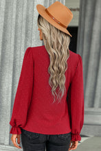 Load image into Gallery viewer, Swiss Dot Tie-Neck Button Front Blouse