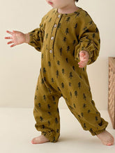 Load image into Gallery viewer, Printed Button Up Dropped Shoulder Jumpsuit