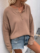 Load image into Gallery viewer, Buttoned Exposed Seam High-Low Sweater