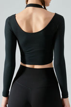 Load image into Gallery viewer, Halter Neck Long Sleeve Cropped Sports Top