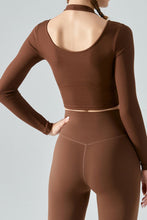 Load image into Gallery viewer, Halter Neck Long Sleeve Cropped Sports Top