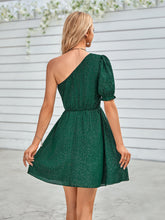 Load image into Gallery viewer, One-Shoulder Puff Sleeve A-Line Dress