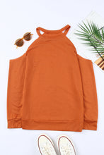 Load image into Gallery viewer, Halloween Graphic Cold-Shoulder Distressed Sweatshirt