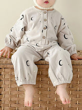 Load image into Gallery viewer, Printed Button Up Dropped Shoulder Jumpsuit