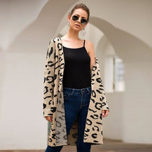 Load image into Gallery viewer, Leopard Print Open Front Full Length Cardigan Sweater