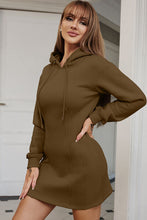 Load image into Gallery viewer, Drawstring Long Sleeve Hooded Dress