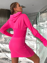 Load image into Gallery viewer, Rhinestone Hooded Mini Bodycon Dress