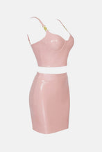 Load image into Gallery viewer, PU Leather Buckle Detail Cropped Cami and Skirt Set