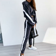 Load image into Gallery viewer, Velvet Women Set Long Sleeve Crop Hoodies And Pants