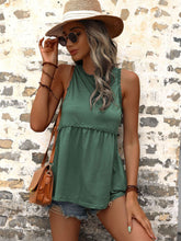 Load image into Gallery viewer, Scalloped Sleeveless Peplum Top