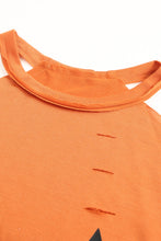 Load image into Gallery viewer, Halloween Graphic Cold-Shoulder Distressed Sweatshirt