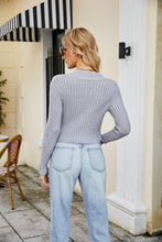 Load image into Gallery viewer, ZIp-Up Rib-Knit Cropped Cardigan