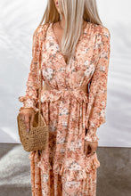 Load image into Gallery viewer, Floral Cutout Frill Trim Flounce Sleeve Dress