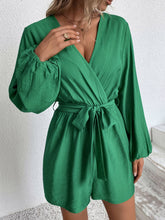 Load image into Gallery viewer, Tie-Waist Balloon Sleeve Surplice Romper