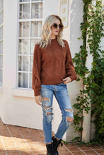 Load image into Gallery viewer, Mixed Knit Crewneck Drop Shoulder Sweater
