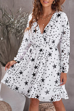 Load image into Gallery viewer, Star Print Dropped Shoulder Surplice Dress