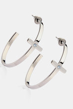 Load image into Gallery viewer, Stainless Steel Cross Hoop Earrings