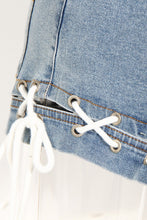 Load image into Gallery viewer, Lace-Up Cutout Denim Shorts