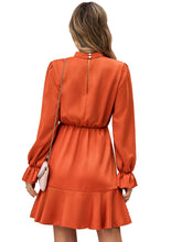Load image into Gallery viewer, Mock Neck Flounce Sleeve Mini Dress