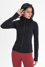 Load image into Gallery viewer, Zip Up Drawstring Detail Hooded Sports Jacket