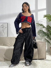 Load image into Gallery viewer, Contrast Patches Long Sleeve Cropped Knit Top