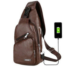 Load image into Gallery viewer, PU Shoulder bag USB Charging Anti Theft Chest Bag