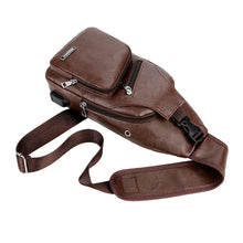Load image into Gallery viewer, PU Shoulder bag USB Charging Anti Theft Chest Bag