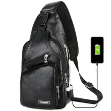 Load image into Gallery viewer, PU Shoulder bag USB Charging Anti Theft Chest Bag