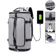 Cargar imagen en el visor de la galería, Mochila de gimnasio antirrobo con puerto USB, bolsa de fitness para hombre