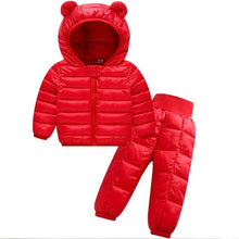 Load image into Gallery viewer, children's winter down two piece ski jump suit