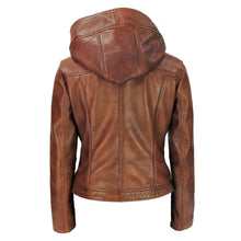 Load image into Gallery viewer, High Fashion Women's Hooded Leather Jacket