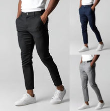 Load image into Gallery viewer, Comfortable Solid Color Pants Elegant Slim Fit Men's Business Trousers With Elastic Waist Button Closure Pockets
