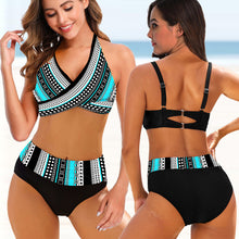 Load image into Gallery viewer, European And American Ladies Split Bikini Striped Tie-dye Hollow Bikini Swimsuit
