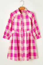 Cargar imagen en el visor de la galería, Plaid Button Up Long Sleeve Shirt Dress
