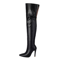 Load image into Gallery viewer, Pointed-toe Back-zip Stiletto-heel Leg-slimming Over-the-knee Patent Leather Boots
