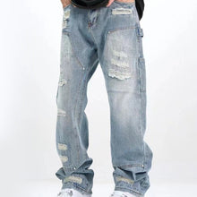 Load image into Gallery viewer, Washed And Frayed Craft Ripped Jeans For Men
